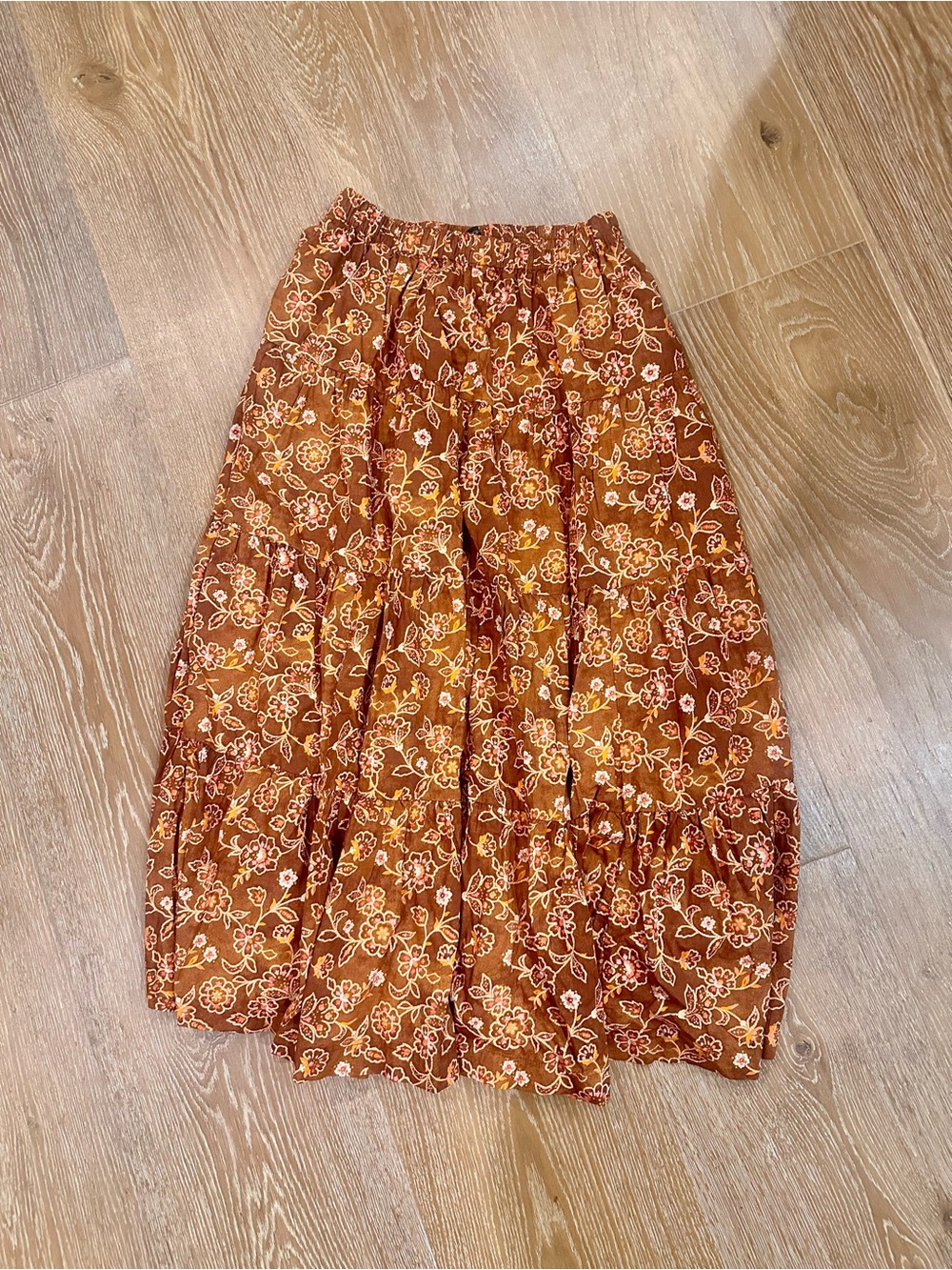 J. Crew Rust Floral Tiered Maxi Skirt